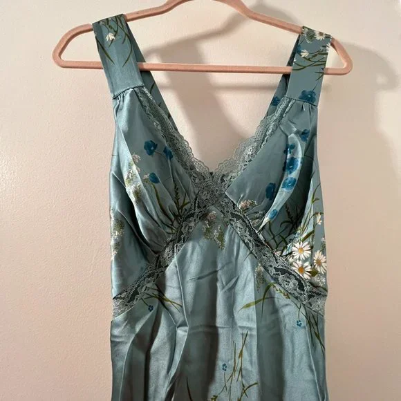 Reformation Chania Silk Dress in Blue - Picture 7 of 8